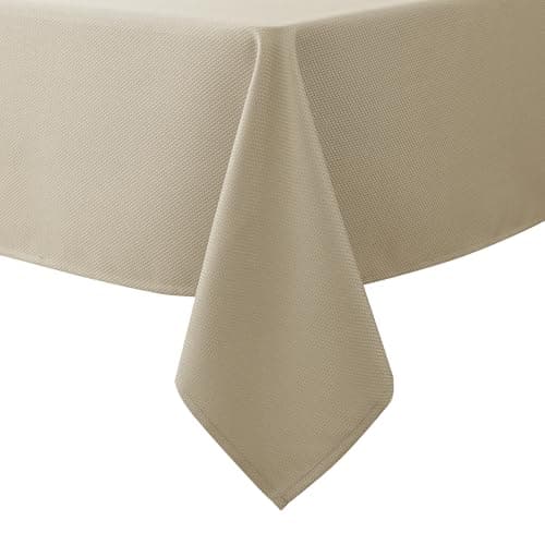 Biscaynebay Textured Fabric Tablecloths 70x108 Inches Rectangular, Natural Water Resistant Tablecloths for Dining, Kitchen, Wedding, Parties etc. Machine Washable - Image 1
