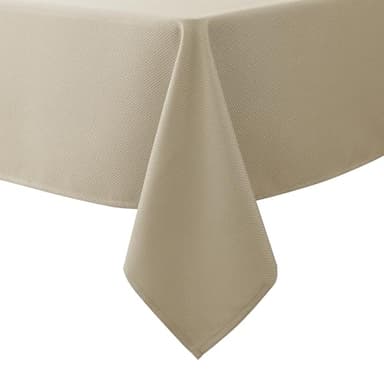 Biscaynebay Textured Fabric Tablecloths 70x108 Inches Rectangular, Natural Water Resistant Tablecloths for Dining, Kitchen, Wedding, Parties etc. Machine Washable - Image 1