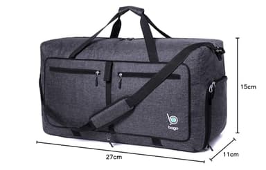 Bago Large Foldable Duffel Bags for Traveling Women & Men - 80L Packable Duffle Bag for Travel with Shoe Compartment - Water Repellant, Heavy Duty, Lightweight Folding & Collapsible (SnowBlack) - Image 3