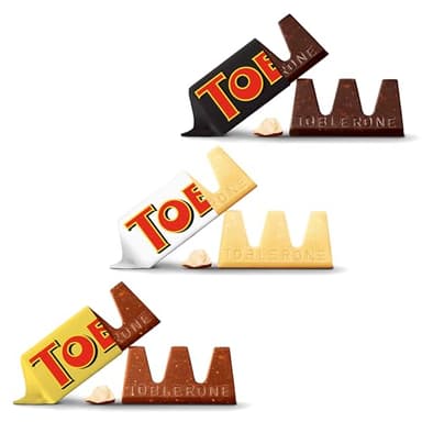 TOBLERONE Tiny Assorted Chocolate Bars Variety Pack (Milk, Dark, & White), 1 Gift Bag (27 Pieces) - Image 4