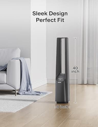 PELONIS 40" Bladeless Tower Fan with Powerful Airflow, Ultra-Quiet DC Motor (22 dB), 6 Speeds, 4 Modes, Remote Control, 7-Hour Timer, 90° Oscillation, Safe Design for Bedroom, Home, Office - Image 11