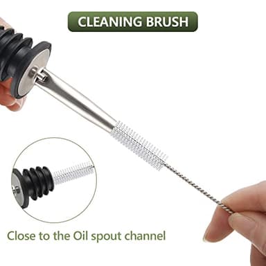 Leaflai 17oz Olive Oil Dispenser Bottle, 500ml Oil & Vinegar Cruet with 2 Stainless Steel Pourers, 2 Labels,1 Brush and 1 Funnel for Kitchen - Image 6