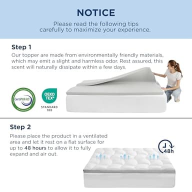 Bedsure 4 Inch Memory Foam Queen Mattress Topper, Dual Layer 2.5 Inch Gel Memory Foam & 800 GSM Waterproof Pillow Top Cooling Mattress Pad with 8-21 Inch Deep Pocket (Queen, 60x80 Inches) - Image 7