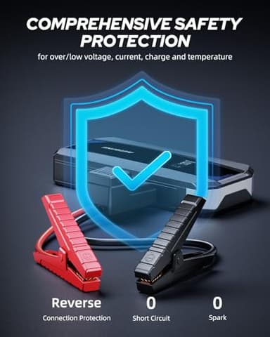 AUTOONE Car Jump Starter 5800A Battery Booster, Portable Battery Pack for All Gas 10L Diesel, 12V Jump Box with Smart Jumper Cable for Car Battery, Vehicle Lithium Starter, LCD Display, w/LED Light - Image 4