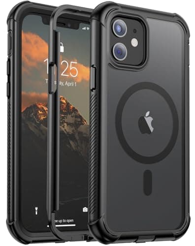 jaroco Magnetic for iPhone 12/12 Pro Case, [Compatible with MagSafe][Military Grade Drop Protection][Heavy Duty Protection][Non-Slip][Shockproof] 2-Layer Durable Bumper Phone Case 6.1''-Black - Image 1