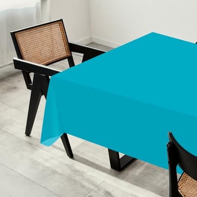 JSQBSECL 54 Inch X 200 Feet Plastic Table Cover Roll with Convenient Slide Cutter, Disposable Plastic Table Cloth Roll with Cut-to-Size Design for Weddings, Banquets, Parties (Turquoise) - Image 5