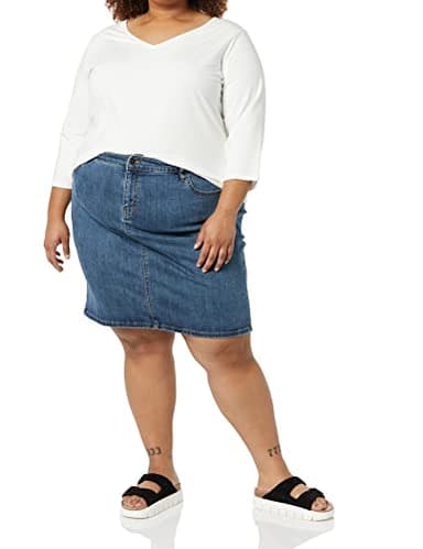 Amazon Essentials Women's Classic 5-Pocket Denim Skirt (Available in Plus Size), Medium Wash, 28 Plus - Image 3