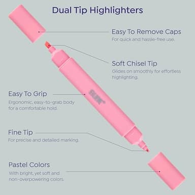 BLIEVE- Aesthetic Bible Highlighters No Bleed Through Assorted Colors, Cute Highlighter Dual Tip For Journaling Supplies And School Accessories, Bible Highlighters And Pens No Bleed (CANDY) - Image 3