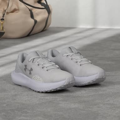 Under Armour Women's Charged Surge 4, (100) White/Distant Gray/Metallic Silver, 7.5, US - Image 2