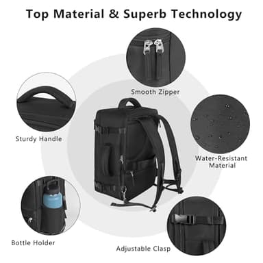 Snoffic Travel Backpack for Women, Large Carry On Backpack for Travel, Waterproof Backpack Personal Item, Backpack for Women, laptop backpack 17.3 inch, College Bag Casual Daypack, Black - Image 4