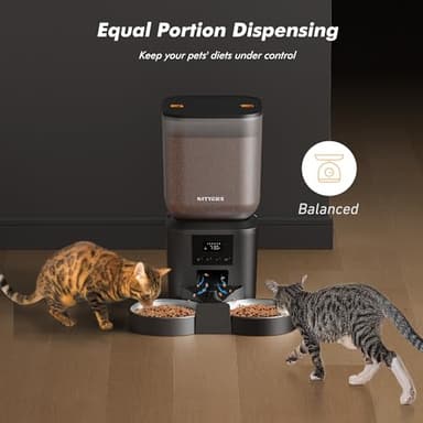 Nityers Automatic Cat Feeder for 2 Cats - 8L/34 Cups Large Capacity Auto Cat Food Dispenser with LCD Screen, 2 Food Trays, Timed Feeder, Up to 50 Portions 6 Meals Per Day, Keep Fresh - Image 9