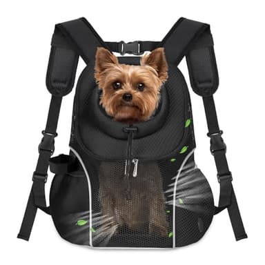 WOYYHO Pet Dog Carrier Backpack Small Dog Front Backpack Ventilated Mesh Dog Travel Back Pack with Safety Belt for Travel Hiking Cycling Outdoor Adventures (Size L: 10-14 lbs, Black) - Image 1