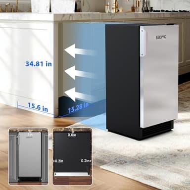 IECIVC Under Counter Crescent Ice Maker Machine, 15'' W Drainless Built-in Ice Maker, 25 LBS/Day with 22 LBS Storage Bin, Perfect for Commercial Home Bar, No Drain - Image 8