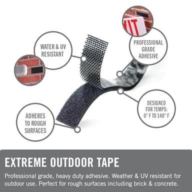 VELCRO Brand Extreme Outdoor Double Sided Mounting Tape | Holds up to 15 Pounds on Brick or Other Rough Surfaces | UV and Weather Resistant | 14Ft Heavy Duty Roll - Image 2