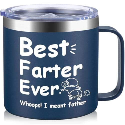 HECOMTRS Dad Gift for Fathers Day, Funny Dad Mug Father Day Gifts, Best Dad Ever Mugs with Hilarious Pattern, Gift for Daddy from Daughter Funny Papa Gifts Birthday Christmas-14oz (Navy Blue) - Image 1
