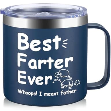 HECOMTRS Dad Gift for Fathers Day, Funny Dad Mug Father Day Gifts, Best Dad Ever Mugs with Hilarious Pattern, Gift for Daddy from Daughter Funny Papa Gifts Birthday Christmas-14oz (Navy Blue) - Image 1
