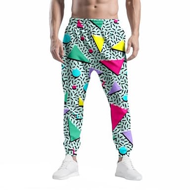 VVGETE 80s Men's Jogger Sweatpants Lightweight Track Pants,Mens Casual Pants 90s Outfit for Men Black - Image 3