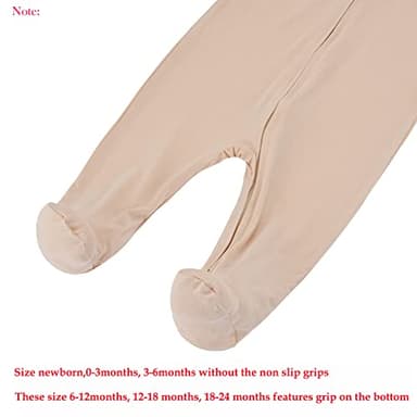 Aablexema Baby Zipper Pajamas Bamboo Rayon, 3pcs Unisex Infant Onesie with Mitten Long Sleeve Footed Pjs(Beige & Pink & Purple,0-3m) - Image 5