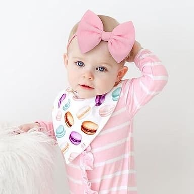 YanJie Baby Girls Nylon Headbands Newborn Bows Handmade Hair Bows Hairbands Hair Accessories for Newborn Infant Toddlers Kids (baby pink-aqua) - Image 2