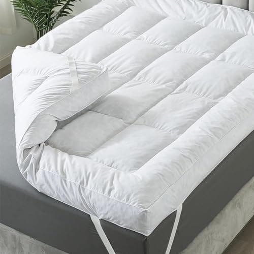 WhatsBedding Duck Feather Bed Mattress Topper, 100% Cotton Memory Foam Mattress Topper, 2500GSM Overfilled Pillow Top, Hotel Collection - Image 1