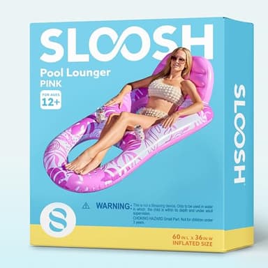 SLOOSH Pool Lounge Float Adult, Inflatable Pool Floats Lounger Raft Floaties Water Floating Recliner Chair with Cup Holders Foot Rest Swimming Floaty, Pink - Image 7