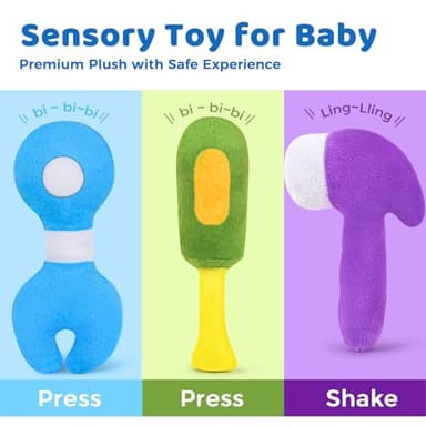 KMUYSL Baby Toys 6-12 Months, My First Tools Plush Toys -4 Pcs Sensory Playset Soft Toys with Squeaker Crinkle for 6-9-12 Months Newborn Infant, Birthday Christmas Gifts for Boys Girls - Image 2