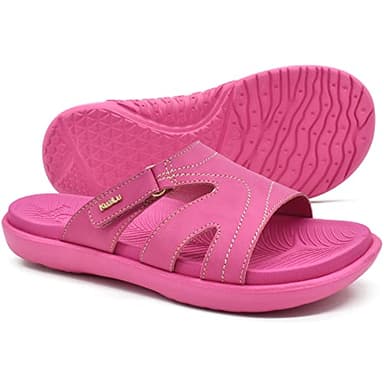 KuaiLu Womens Fashion Orthotic Slides Ladies Lightweight Athletic Yoga Mat Walking Sandals Slip On Thick Cushion Recovery Slippers Sandles Comfortable Plantar Fasciitis Arch Support Hot Pink Size 8.5 - Image 8