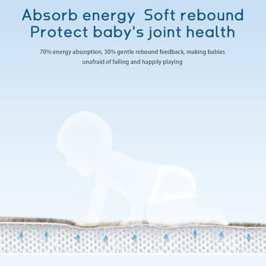 ILPEOD Baby Play Mat for Floor Tummy Time Mat Nursery Rug Muscle Mat Area Rug Playroom Rug Tatami Mat 6'7"x6'7" Memory Foam 1.3" Thick Crawling Mat for Babies,Toddlers, Infants, Kids,Floor Mat(Brown) - Image 2