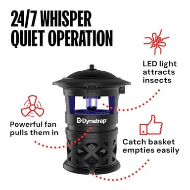 Dynatrap DT1130SR 1/2 Acre Mosquito & Flying Insect Outdoor Trap and Killer – Kills Mosquitoes, Flies, Wasps, Gnats, & Other Flying Insects - Bug Zapper Alternative – Black - Image 7