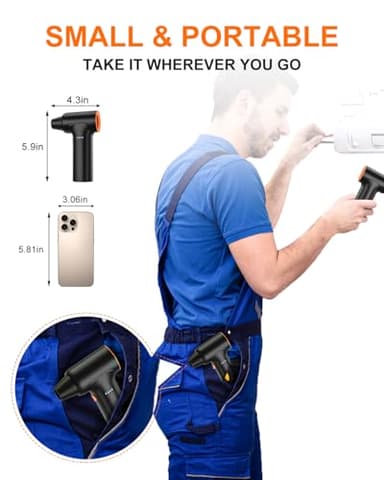 YEAHCO Compressed Air Duster - High Speed 300000RPM Electric Air Duster,120M/S 3 Gear 10000mAh Rechargeable Cordless Air Blower Turbo Fan, Jet Dry Blower for PC Computers Car Electronics - Image 5