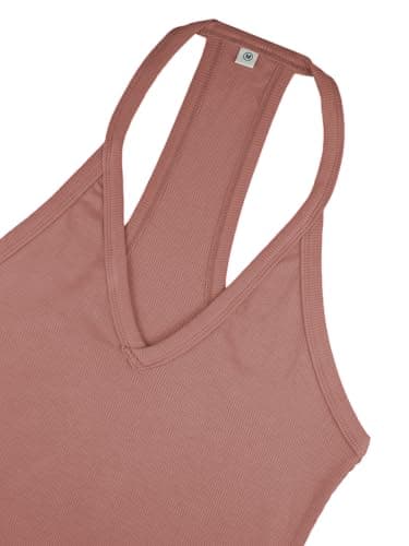 iGENJUN Women Workout Tops Spaghetti Strap Racerback Tank Tops Basic Cute Summer 2024 V Neck Going Out Slim Fit Yoga Gym Ribbed Sleeveless Shirts Clothes Fashion,M,Brick Red - Image 3