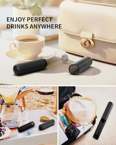 CIRCLE JOY Rechargeable Milk Frother Hanheld, Dual Spring Whisk Electric Coffee Frother, Portable Hand Frother Wand Drink Mixer for Matcha Lattes Cappuccino, Kitchen Gifts, Black - Image 7