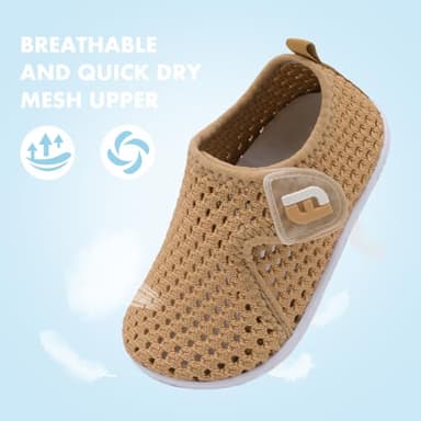 Baby Boys Girls Barefoot Swim Water Shoes Walking Sneakers for Beach Sandals Swim Pool Mesh Brown 18-24 Months Infant - Image 3