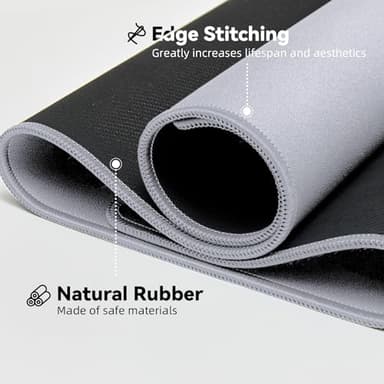 Reniteco Waterproof Large Gaming Mouse Pad with Durable Stitched Edges, Non-Slip Rubber Base, Grainy Jacquard Mouse Mat Desk Pad for Home Office Gaming, 15.74"x35.43"x0.12", Light Gray - Image 5