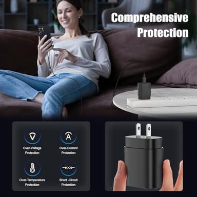 Essri Type C Charger Fast Charging for Samsung Galaxy S25 S24 S23 S22 Note 20,4Pack 25W Super USB C Fast Charger Block with (6ft+10ft) x2 Cables for iPhone 15/16 Pro Max/Plus, Android Phones - Black - Image 4