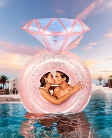 HeySplash Pool Floats, Inflatable Diamond Ring Pool Float, Large Engagement Ring Floatie for Bachelorette Party, Swim Tube River Lake Wedding Bride Stagette Decor Fun Toy Raft Adults, Rose Gold - Image 3