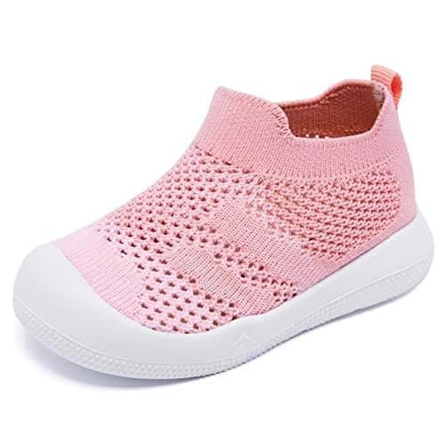 Baby Shoes Girls Boys Baby Sock Shoes with Non Slip Soft Rubber Sole Infant First Walking Sneaker Toddler Slipper Lightweight 18-24 Months Gradient Pink - Image 1