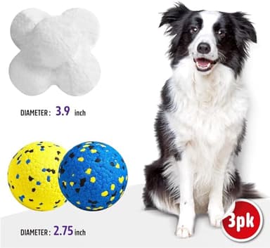 Kimee 3.9'' Dog Balls Tennis Ball for Aggressive Chewers, Atom Teething Balls Dog Chew Toys for Large Medium Small Dogs and Puppies, 3 Pack - Image 2