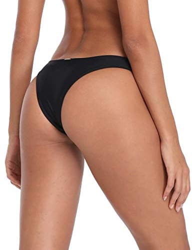 RELLECIGA Women's Black Super Cheeky Brazilian Cut Bikini Bottom Size Medium - Image 8