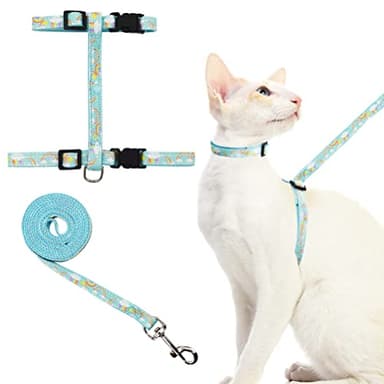 Cat Harness and Leash Set Escape Proof Soft Nylon Adjustable Kitten Vest Harness for Walking Small Medium Large Cats Rainbow Pattern Small - Image 1