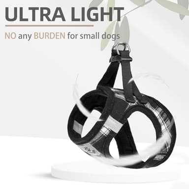 PUPTECK Adjustable Dog Harness Collar and Leash Set Step in No Pull Pet Harness for Small Medium Dogs Puppy and Cats Outdoor Walking Running, Soft Mesh Padded Reflective Vest Harnesses, Black XXS - Image 6