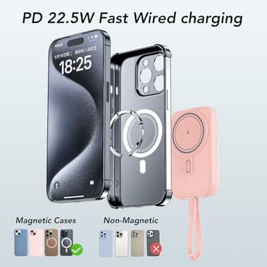 HUOTO for MagSafe Power Bank,10000mAh Magnetic Portable Charger 22.5W PD Fast Charging with Cables LED Display for MagSafe Battery Pack for iPhone 16/15/14/13/12,Gifts for Christmas Men Women - Image 3