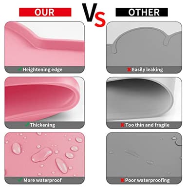 Ptlom Silicone Pet Placemat for Dogs and Cats, Non-Slip Waterproof Dog Feeding Bowl Mats for Food and Water, Small Medium Large Pet Puppy Tray Mat Prevent Residues from Spilling onto The Floor, Pink - Image 4
