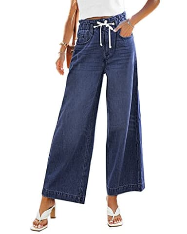 GRAPENT Women's High Waisted Jeans for Women Stretchy High Waisted Flare Jeans for Women Baggy Jeans for Women High Waisted Aesthetic Jeans Color Darkness Blue Size 20 Size 22 - Image 1