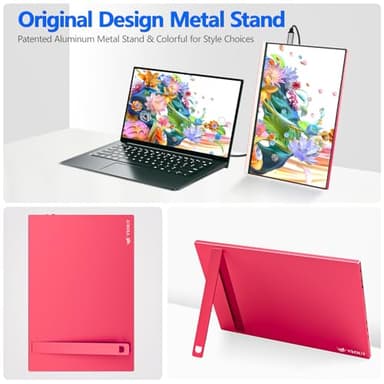Veout 16Inch Pink Portable Monitor for Laptop, 1920x1200P IPS 16:10 Computer External Screen, 100% sRGB Stand Support Freesync, for Girl Phone, PC Home Use - Image 5