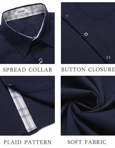 COOFANDY Men's Summer Shirt Short Sleeve Button Up Shirt Regular Fit Tropical Holiday Beach Shirts Navy Blue - Image 5