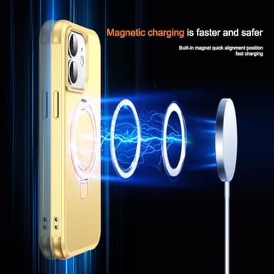 SKYLMW Compatible with iPhone 12 Case & iPhone 12 Pro Case 6.1" with Invisible Magnetic O-Ring Stand [Compatible with Mag-Safe][Great Grip Feeling], Gold - Image 3