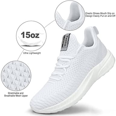 Feethit Mens Slip On Walking Shoes Blade Tennis Shoes Non Slip Running Shoes Lightweight Workout Shoes Breathable Mesh Fashion Sneakers All White Size 10 - Image 2