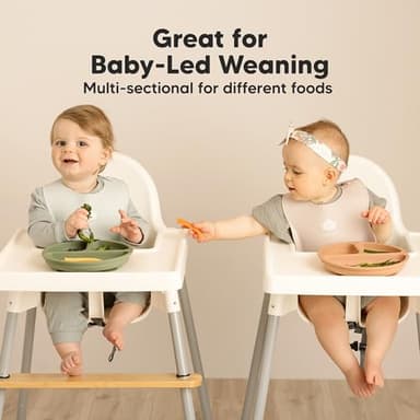 KeaBabies Suction Plates for Baby, Toddler - 3-Pack 100% Silicone Toddler Plates with Suction, Divided, BPA-Free Baby Led Weaning Essentials for Kids, Dishwasher, Microwave Safe, Durable (Amethyst) - Image 8