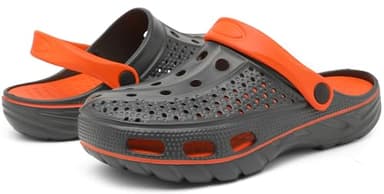 ChayChax Men's and Women's Arch Support Clogs Garden Shoes Slip-on Outdoor Beach Slippers with Removable Cushion Footbed, Grey Orange, 12-13 Women/10.5-11.5 Men - Image 6